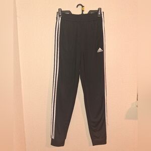 Adidas Kids Black Joggers with White Stripes Sz 14/16